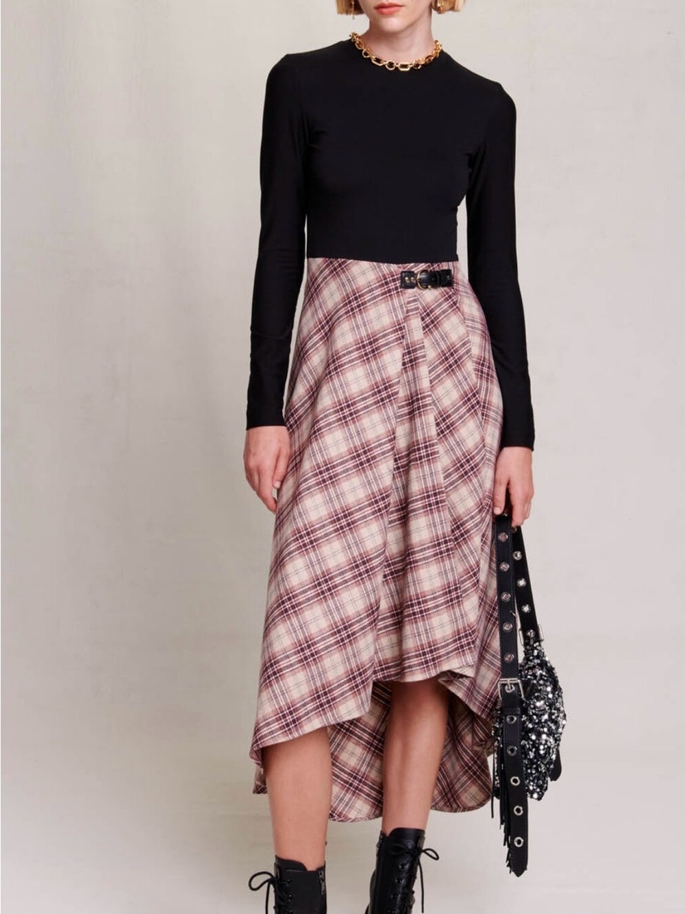 Maje Asymmetrical flannel dress US 4 / EU 36